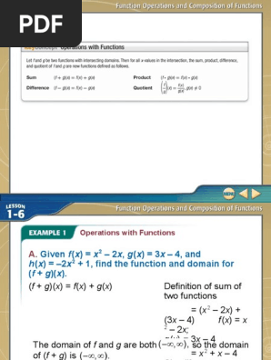 1 6 Function Operations And Composition Of Functions Domain Of A Function Function Mathematics