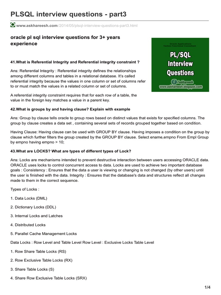 PLSQL Interview Questions - Part3: Oracle PL SQL Interview Questions ...