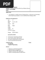 Sample Resume For OJT Student Information Technology