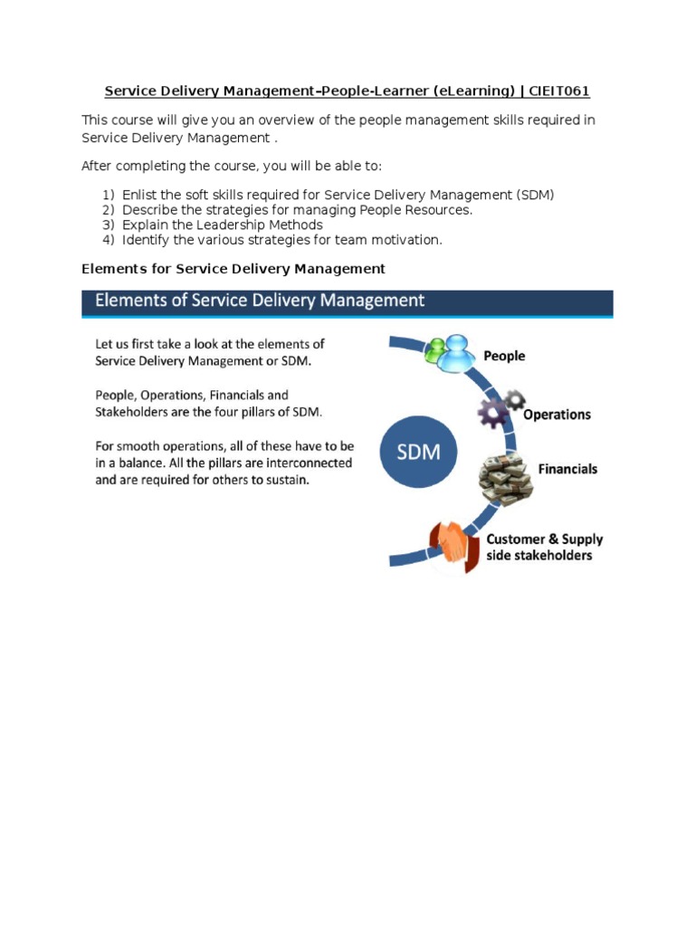 Service Delivery Management ELearning | PDF | Career & Growth | Self ...