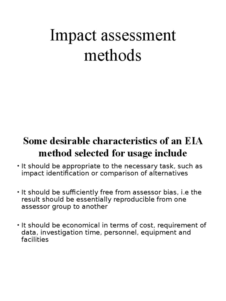EIA Methodologies and Impact Assessment Techniques | PDF ...