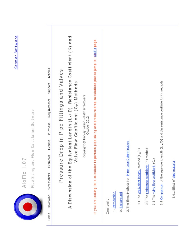 Resistance Coefficient K for Fittings Reynolds Number Fluid Dynamics