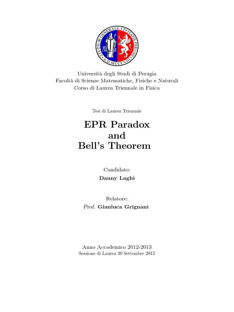 EPR Paradox and Bell's Theorem | PDF | Quantum Mechanics | Quantum ...