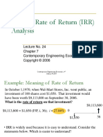 Internal Rate of Return (IRR) Analysis: Lecture No. 24 Contemporary Engineering Economics