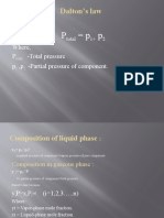 Dalton's Law: Where, P - Total Pressure P, P - Partial Pressure of Component