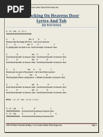 Knocking On Heavens Door Lyrics And Tab By Bob Dylan