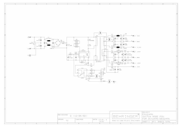 Behringer PSU DCX2496 DEQ2496 PSU PDF | PDF