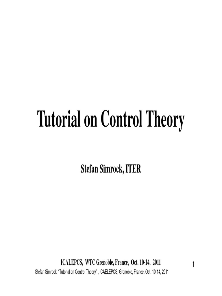 Tutorial On Control Theory: Stefan Simrock, ITER | PDF | Teaching ...