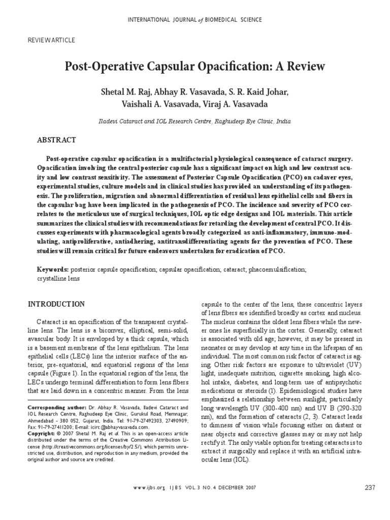 Posterior Capsular Opacification PDF Transforming Growth Factor