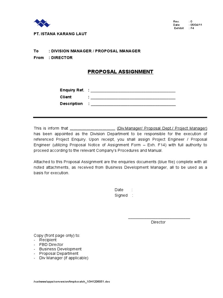 Exhibit-F4 (Proposal Assignment) | PDF | Business