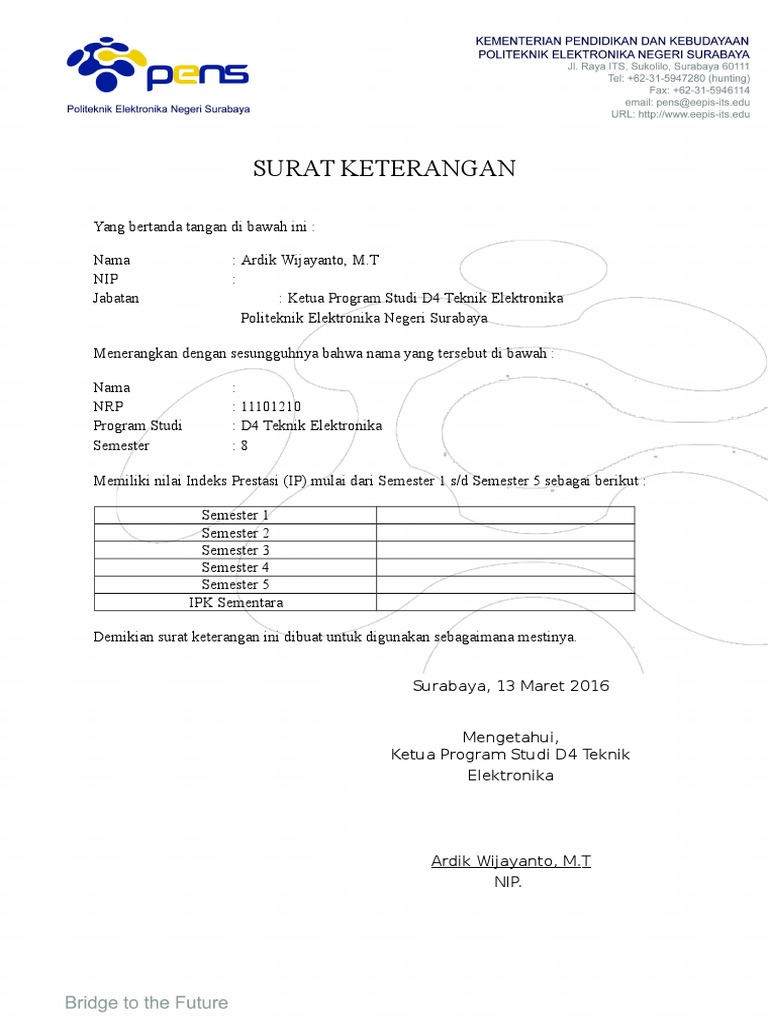 Surat Keterangan IPK | PDF