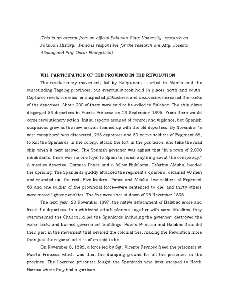 Palawan History Excerpt PDF Philippines