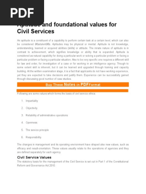 Aptitude And Foundational Values For Civil Services Docx
