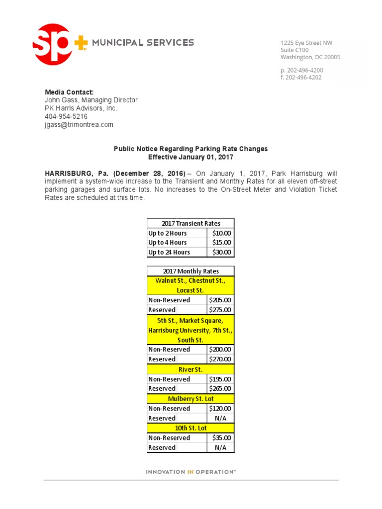Garage Parking Rate Increases For Harrisburg