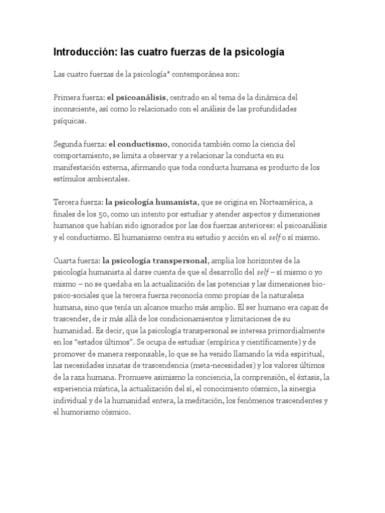 Las 4 Fuerzas de La Psicologia
