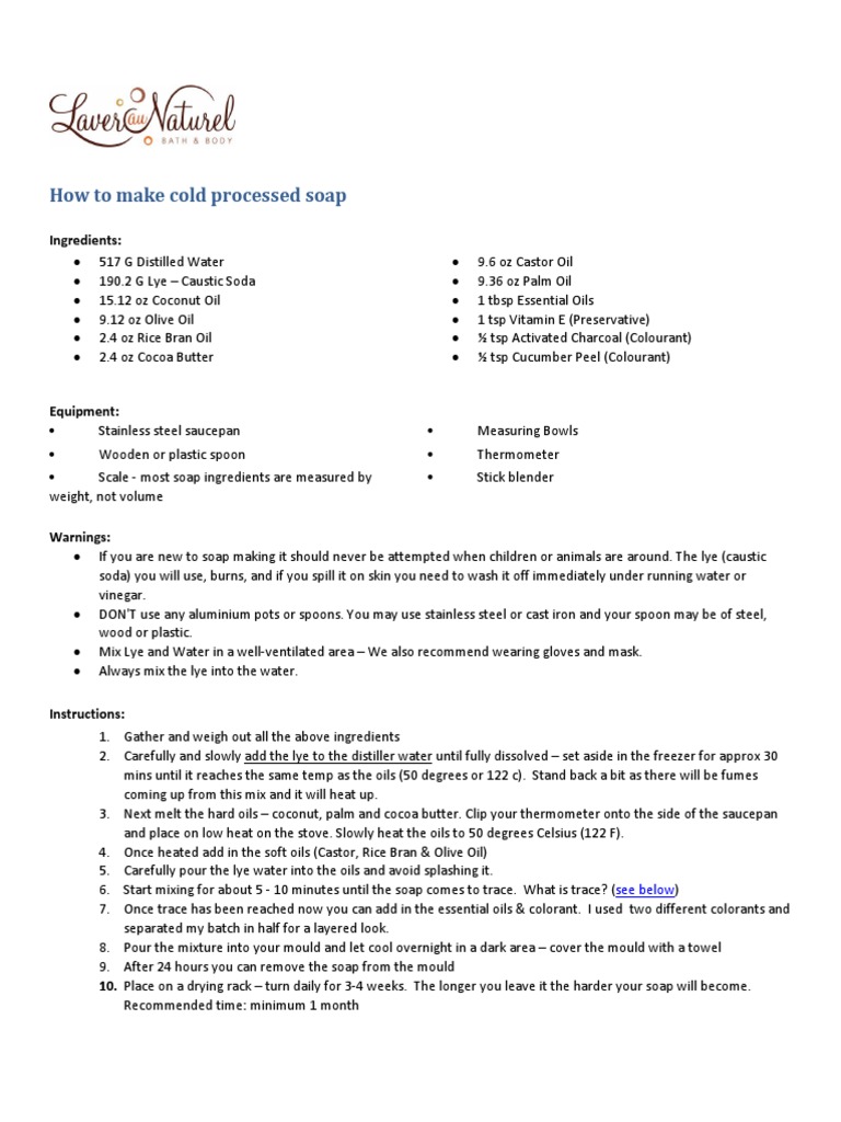 Cold Process Probiotic Soap Recipe | PDF