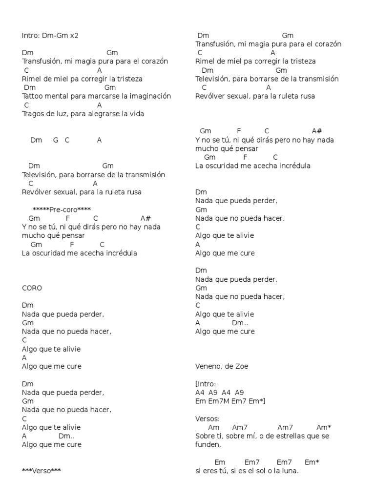 Zoe Acordes PDF Naturaleza Ocio