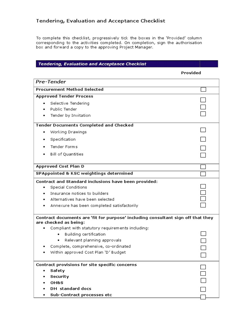 TEA Checklist PDF Evaluation Business