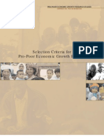 Selection Criteria For Pro-Poor Economic Growth Policies