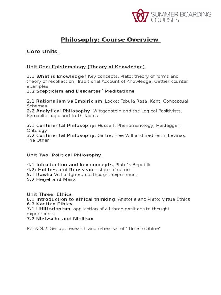 Philosophy: Course Overview: Core Units | PDF | Science & Mathematics