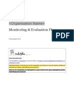Monitoring and Evaluation ME Plan Template Multiple Projects