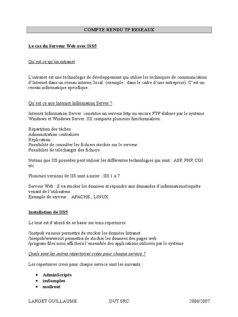 compte rendu tp reseauxl serveur informatique world wide web