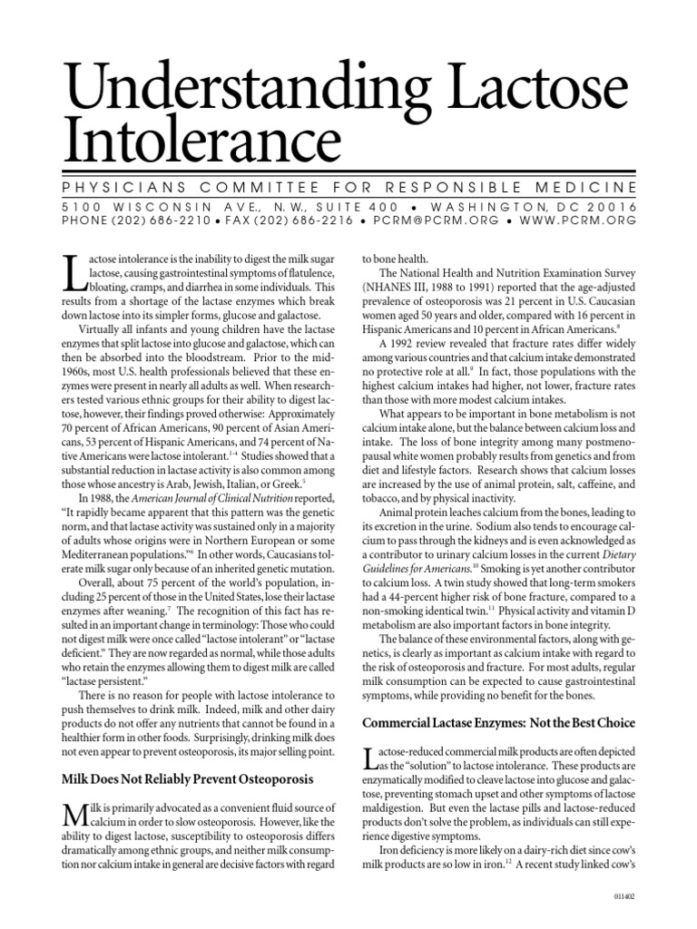 Understanding Lactose Intolerance Physicians Committee For Responsible