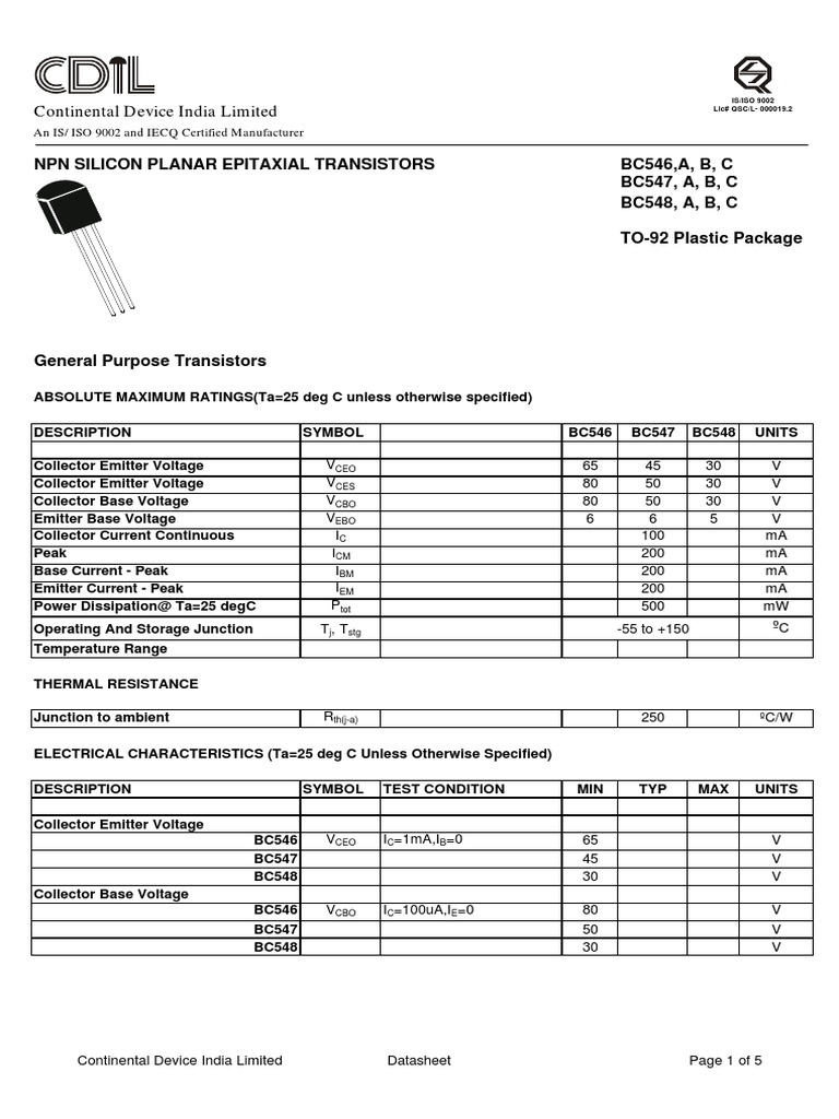 BC546A_to_BC547A.pdf | Bipolar Junction Transistor | Transistor