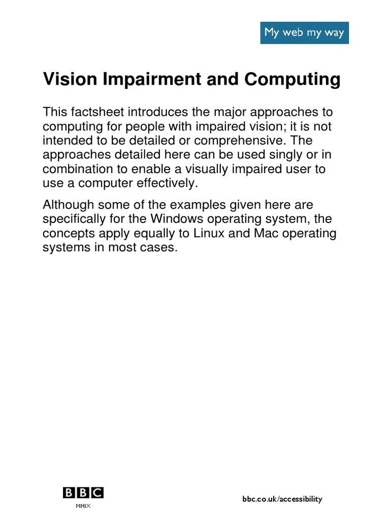 Computing Solutions for Vision Impairment | PDF | Visual Impairment ...