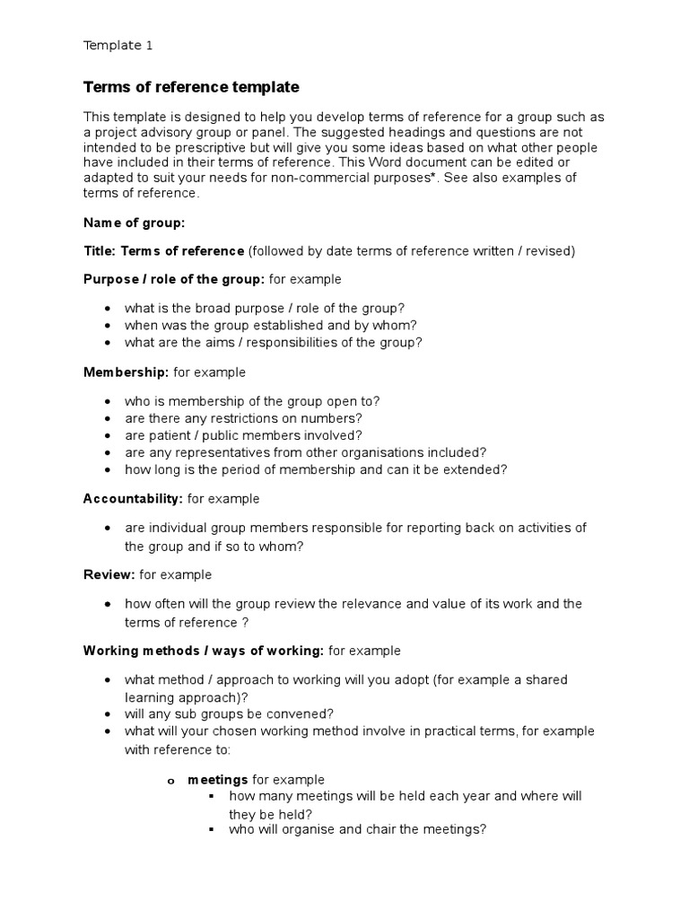 Terms of Reference Template 13 | PDF