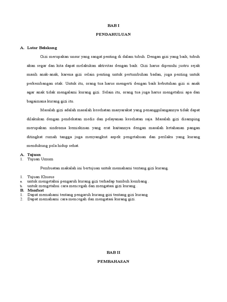 Makalah Gizi Kurang