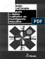 Goetz y LeCompte (1984) Caracteristicas y Origenes de La Etnografia Escolar