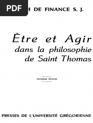 De Finance Etre Et Agir Aristote Thomas D Aquin