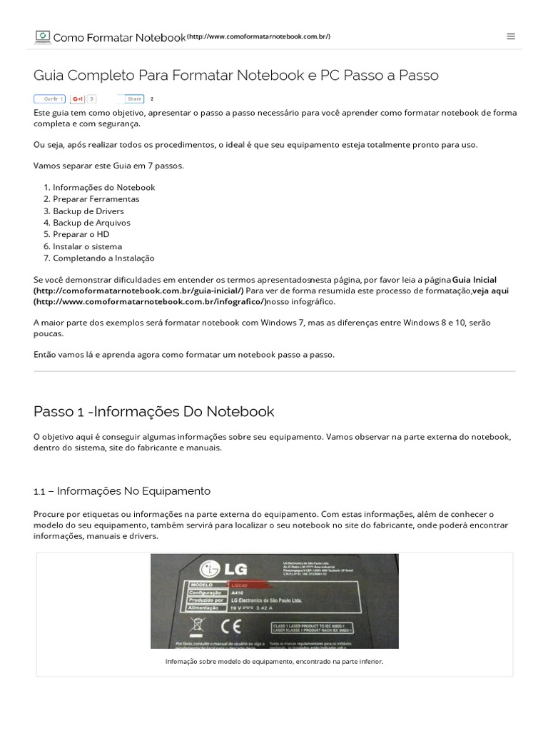 Formatação de Notebook: Guia Passo a Passo | PDF | Inicialização ...