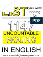 1147 Uncountable Nouns - List...