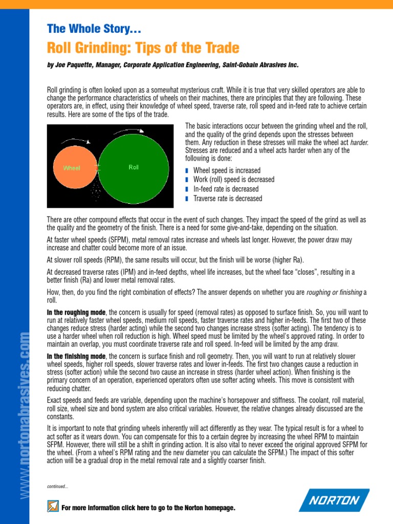 Roll Grinding Tips of The Trade PDF Grinding (Abrasive Cutting) Industries