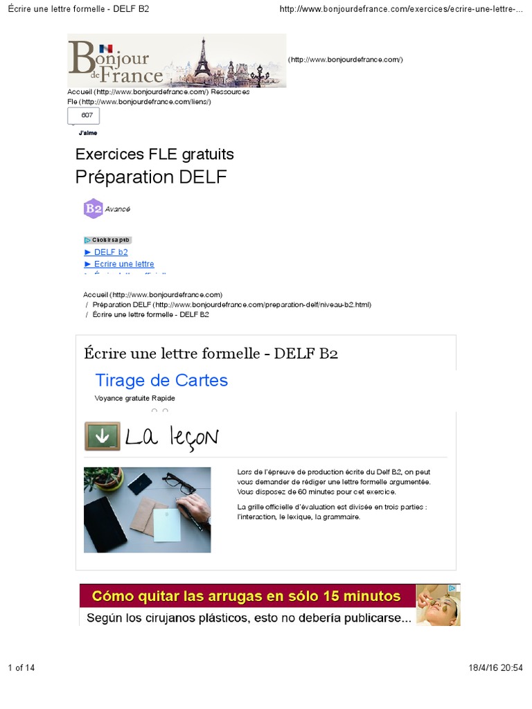 Écrire une lettre formelle  DELF B2  Idioma francés  Francofonía