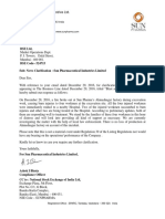 Sun Pharmaceutical Industries LTD Reply To Clarification Sought by The Exchange (Company Update)