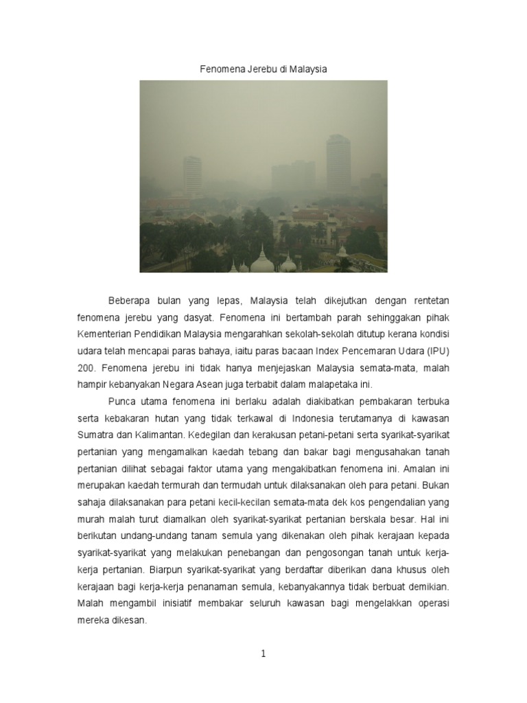 Soalan 1 - Fenomena Jerebu Di Malaysia  PDF