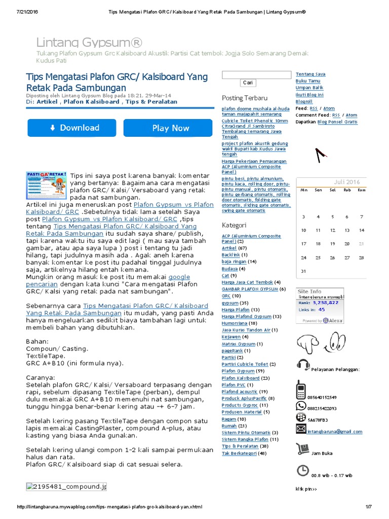  Tips  Mengatasi Plafon  GRC  Kalsiboard Yang Retak Pada 