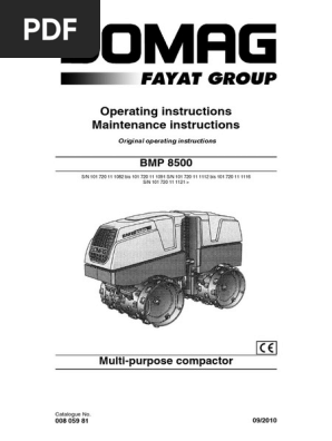 Bomag Roller Bmp 8500 Brugervejledning Eng Pdf Switch Machines