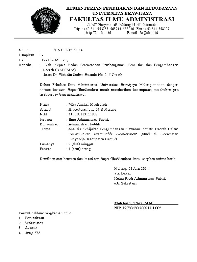 F 16 Surat Riset Vika