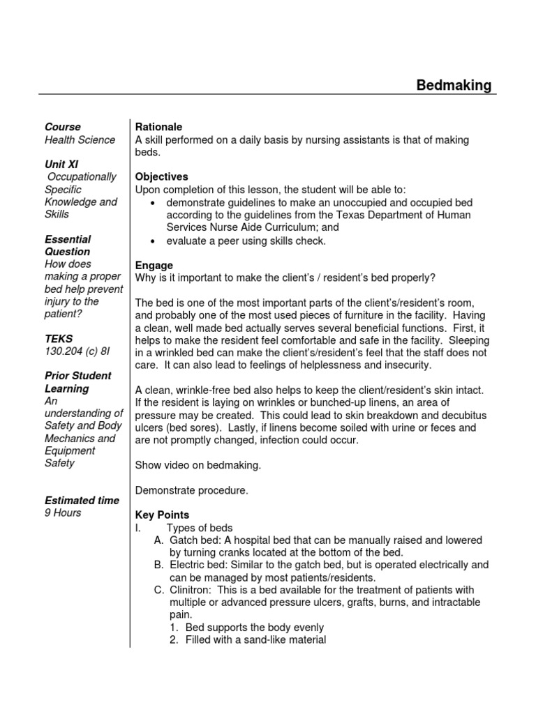 Bedmaking.pdf Bedding Bed