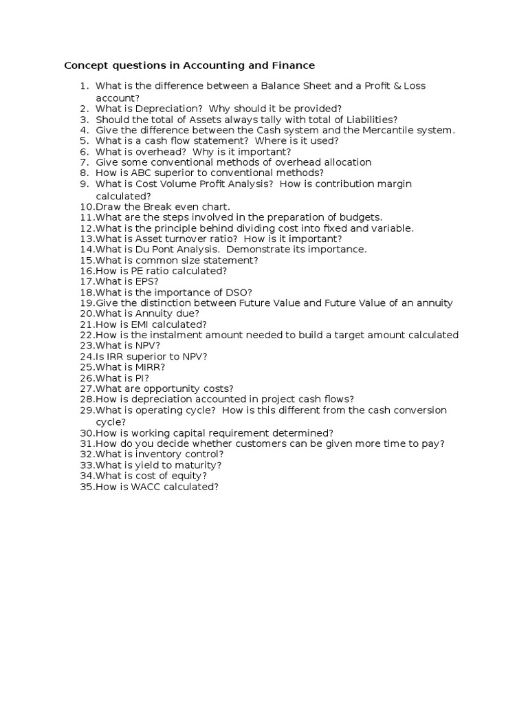 Concept Questions in Accounting and Finance | PDF