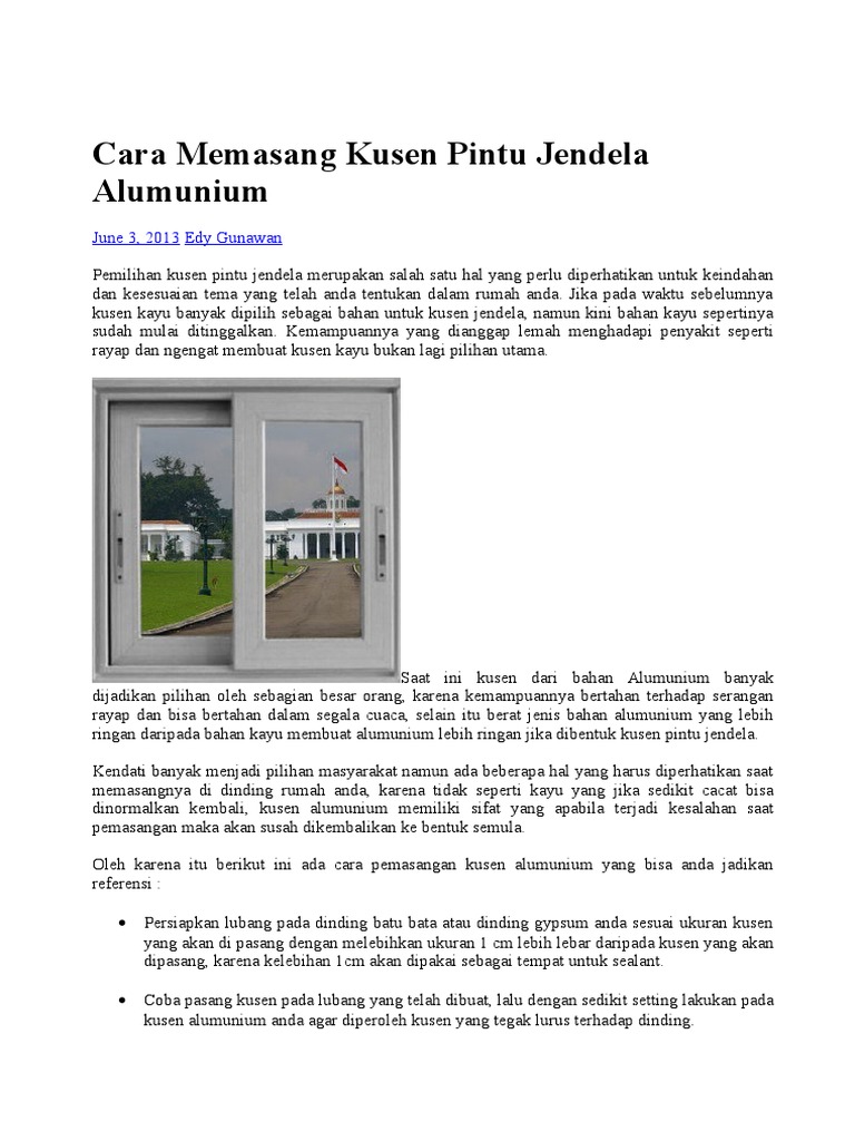 Cara Memasang Kusen Pintu Jendela Alumunium