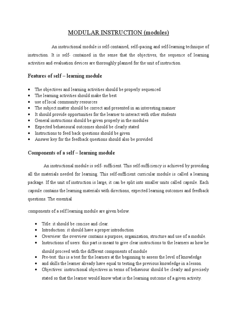 Modular Instruction PDF Modularity Learning Styles