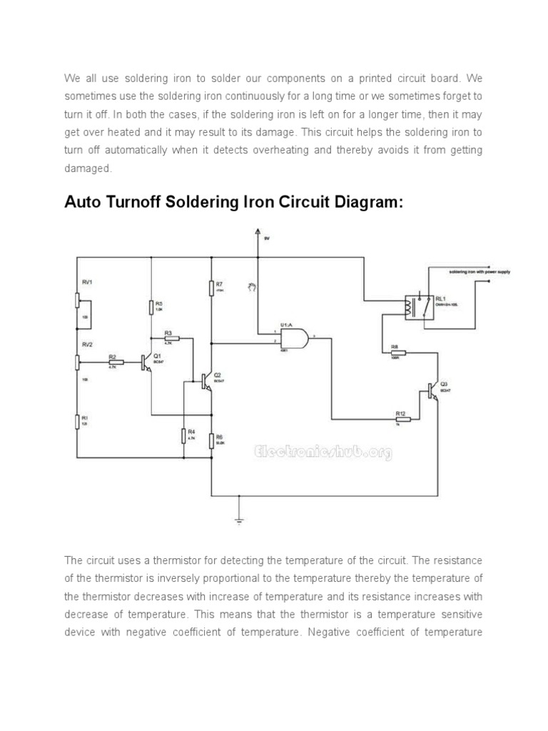 Auto Turnoff Soldering Iron Circuit Diagram PDF
