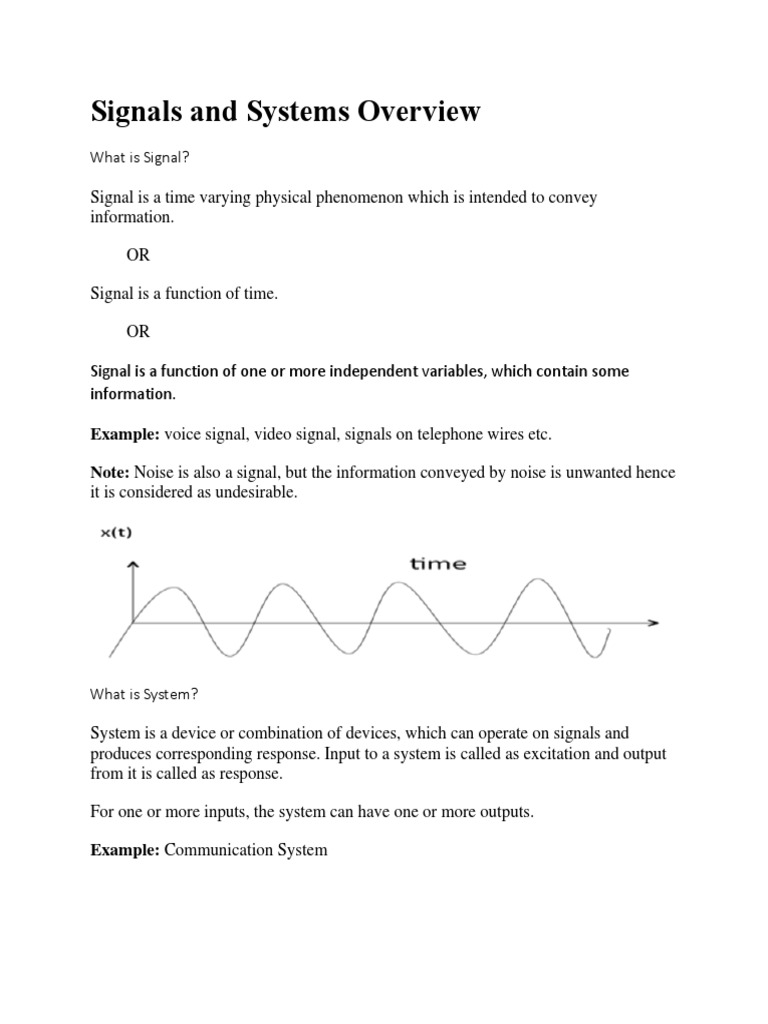 Signals and Systems Overview: What Is Signal? | PDF | Communications ...