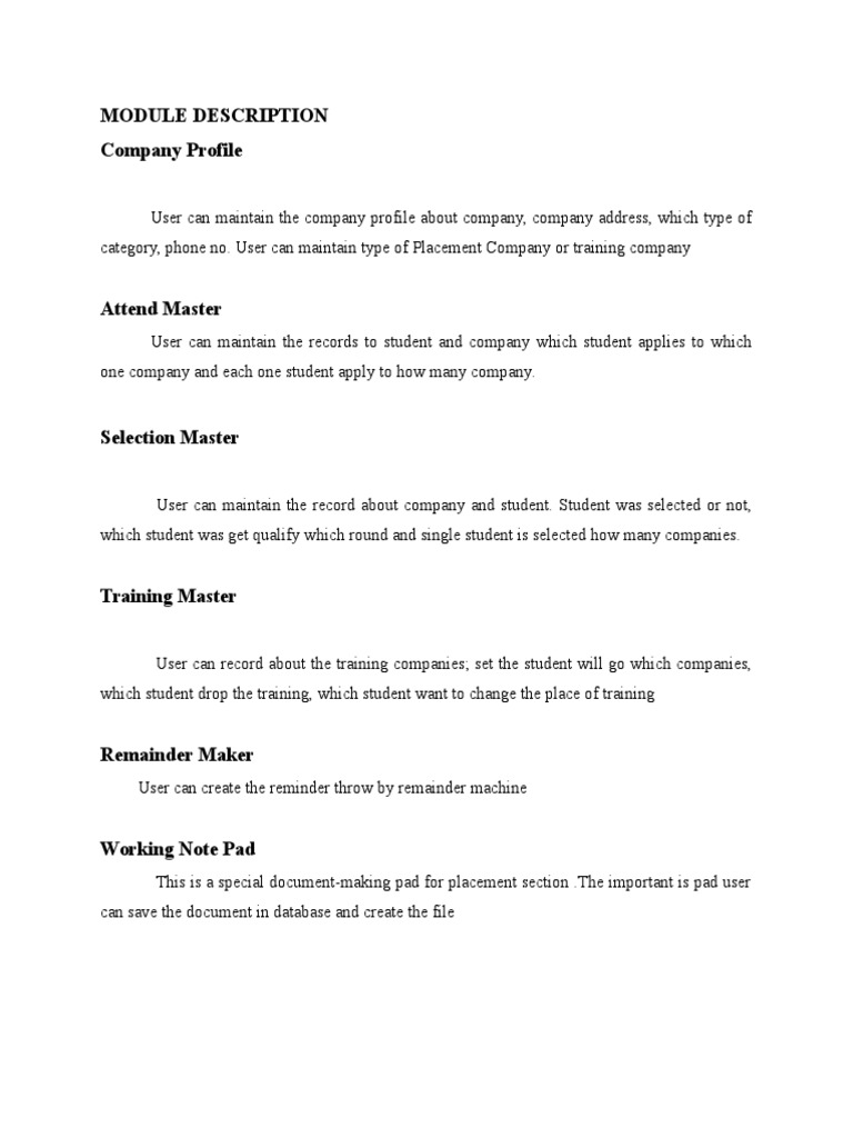 Placement Management Module Guide | PDF | Career & Growth