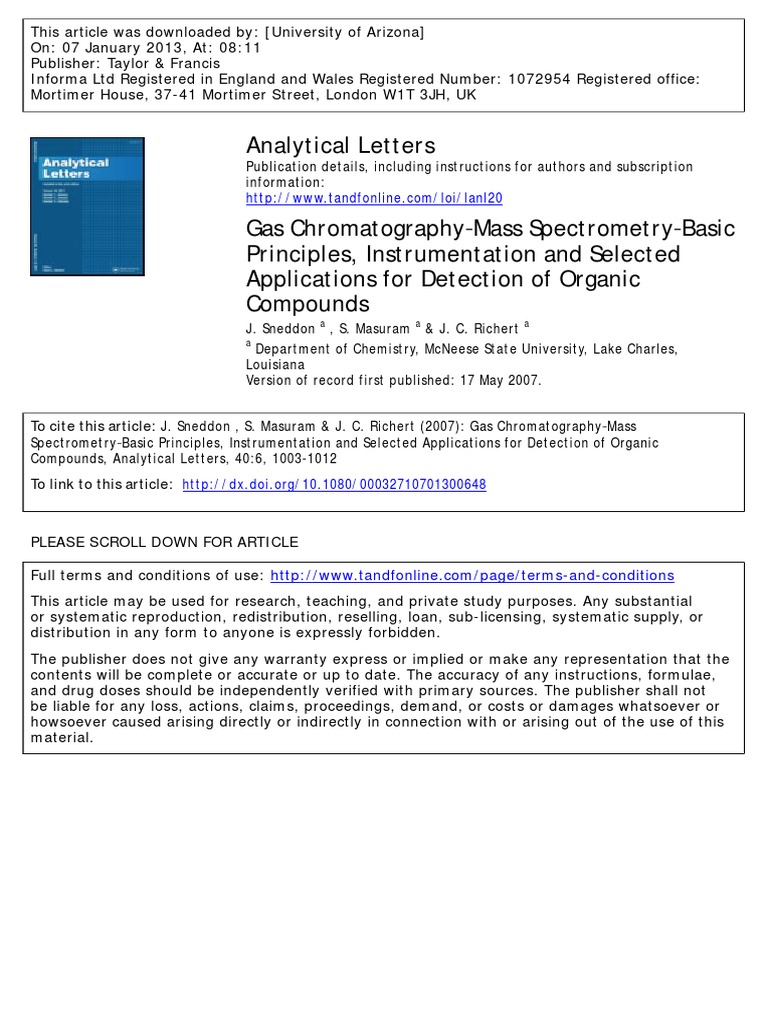 Gcms Pdf Gas Chromatography Mass Spectrometry Mass Spectrometry